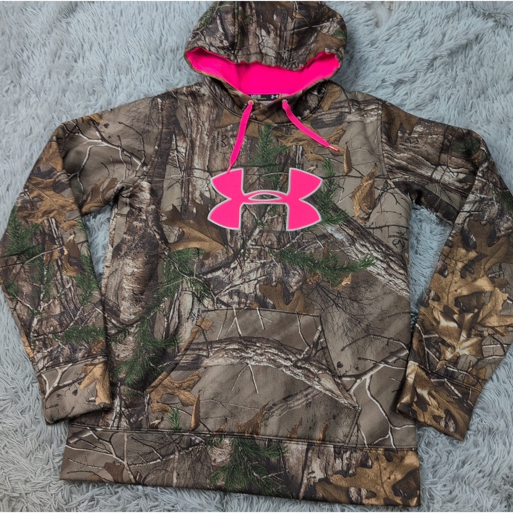 Under Armour Sweatshirt Womens M Camo Hoodie Coldgear Loose Realtree Xtra